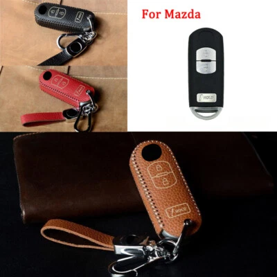 Funda de cuero genuino para llave de coche para Mazda MX5 Miata 2 3 5 6 CX-3 CX-5 CX-7 Foto 1 de 4