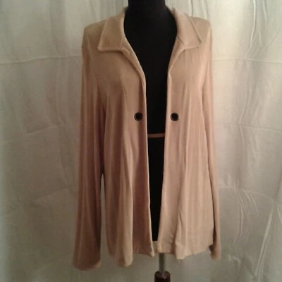 Citiknit Flyaway tie front jacket Large Tan Knit Slinky - Image 1 of 4