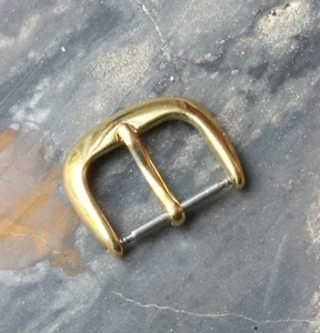 Thick rounded yellow gold-plated 16mm vintage watch strap buckle New Old Stock - Picture 1 of 2