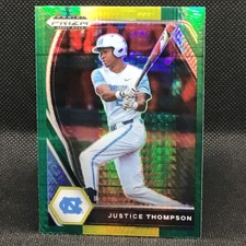 JUSTICE THOMPSON 2021 Prizm Draft HYPER GREEN YELLOW RC #180 NORTH CAROLINA 