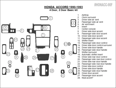 ДЛЯ ХОНДА АККОРД 1990 - 1993 НОВЫЙ КОМПЛЕКТ ИНТЕРЬЕРА МАТОВЫЙ АЛЮМИНИЕВЫЙ КОМПЛЕКТ ОТДЕЛКИ ПРИБОРНОЙ ПАНЕЛИ - Изображение 1 из 4