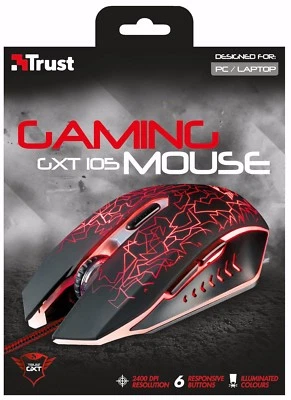 TRUST 21683 IZZA GXT 105 LED ILLUMINATED 6 BUTTON GAMING MOUSE, 800-2400 DPI - Image 1 of 4