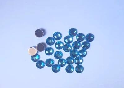 CraftbuddyUS 100 x 10 mm respaldo plano facetado acrílico turquesa gemas redondas de diamantes de imitación Foto 1 de 2