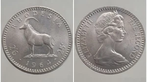 ZIMBABWE RHODESIE 25 CENTS 1964 ANTILOPE - Picture 1 of 1