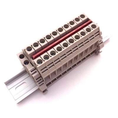 Power Distribution Terminal Blocks 10 Connector DIN Rail Dinkle 8AWG 50A 600V - Image 1 of 4