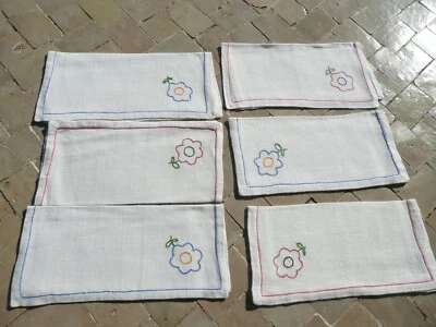 6 serviettes à thé ou à cocktail anciennes - Photo 1/4