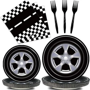 Car Themed Party Supplies Racing Dinnerware Theme Tableware Set for Kids - Picture 1 of 7