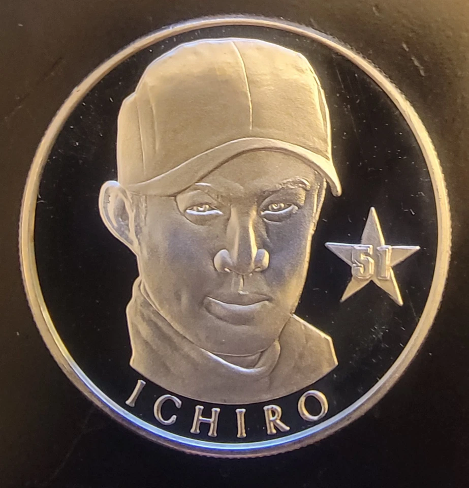 Seattle Mariners Ichiro Suzuki De Colección Béisbol MLB-999 Plata 1 Oz Moneda Redonda Foto 1 de 2
