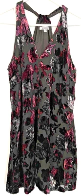 BB Dakota платье женщин средний черный цветочный выгорания бархата V шеи с бретелью через шею BF48159 - Изображение 1 из 4