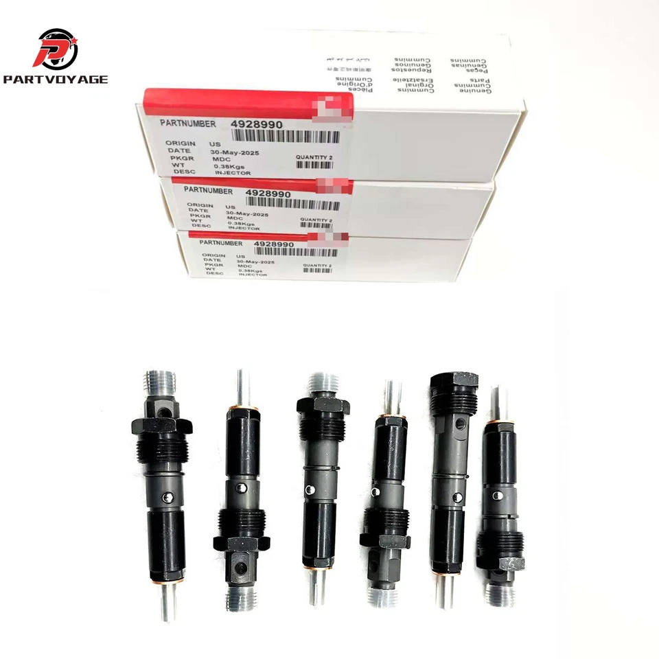 6pcs Fuel Injector 4928990 for 1994-1998 Cummins 6BT 5.9L 40-60HP 0432131715  Foto 1 de 4