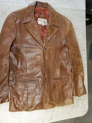 Chaqueta De Colección Remy Buttery Cuero Suave Para Hombre Talla 44 3 Botones Mod Marrón Bombardero Foto 1 de 4