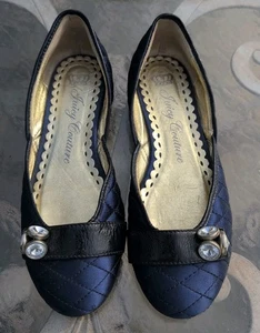 Ballerine Juicy Couture Vintage Navy Raso Trapuntate Jewish Taglia 9 Made in Italy - Foto 1 di 10