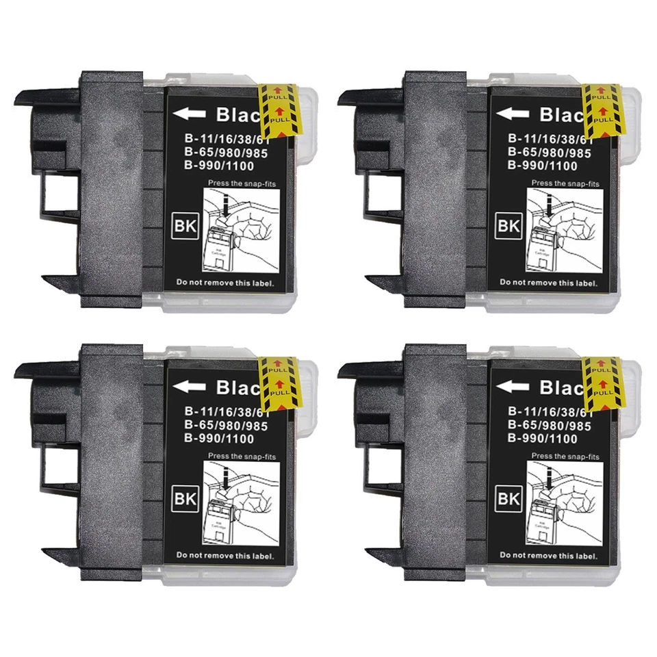 4 schwarze Tintenpatronen für Brother DCP-J140W, MFC-J220, MFC-J410, DCP-J515W - Bild 1 von 4