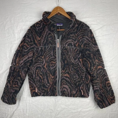Patagonia Fleece Jacket Womens XS Black Lunar Dusk High Pile Sherpa Lined Zip Up - Image 1 of 4