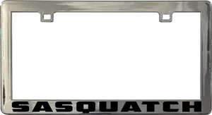Sasquatch Bigfoot Yeti Skunk Ape chrome license plate frame holder - Picture 1 of 2