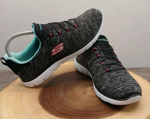 Skechers Summit Quick Getaway Gray/Pink/Teal Women's Sz 8.5 - Picture 1 of 19