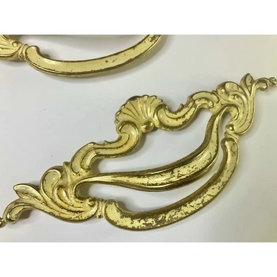 Tiradores de cajón de latón esmaltado vintage (6) manija de herrajes para tocador provincial Regency Foto 1 de 4