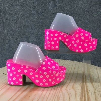 Wild Pair Heels Womens 5 M Melborne Platform Pink Floral Print Block Heels NEW - Image 1 of 4
