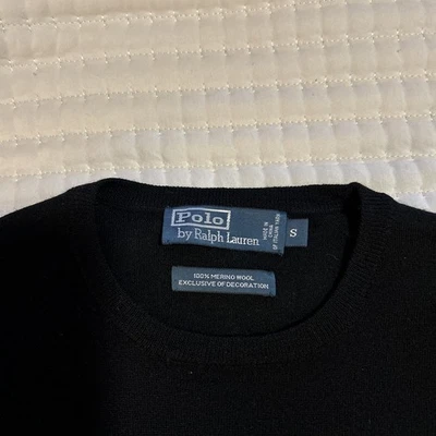 Suéter Polo Ralph Lauren Para Hombre Cuello Redondo Negro Talla S Lana Merino Foto 1 de 4