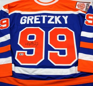 Wayne Gretzky signiertes Edmonton Oilers XL Hockey Trikot mit Beckett LOA AE38962 - Bild 1 von 6