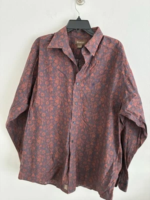 Camisa clásica de manga larga Ariat con botones para hombre XL azul borgoña floral Foto 1 de 4