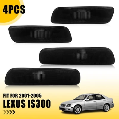For 2000-2005 Lexus IS300 Front & Rear Smoked Side Marker Bumper Lights Housings - Image 1 of 4