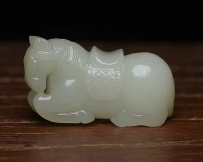 Сертифицированная изысканная статуэтка лошади из натурального нефрита ручной работы 111509 - Изображение 1 из 4