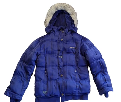 Abrigo de invierno ZeroXposure púrpura acolchado, talla juvenil XL 16, ribete de piel sintética Foto 1 de 4