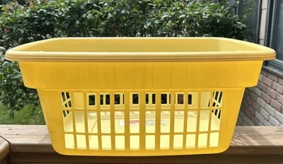 Vntg Rubbermaid Yellow Laundry Basket 2874 1996 Through Handles Sturdy PROP NICE - Image 1 of 4