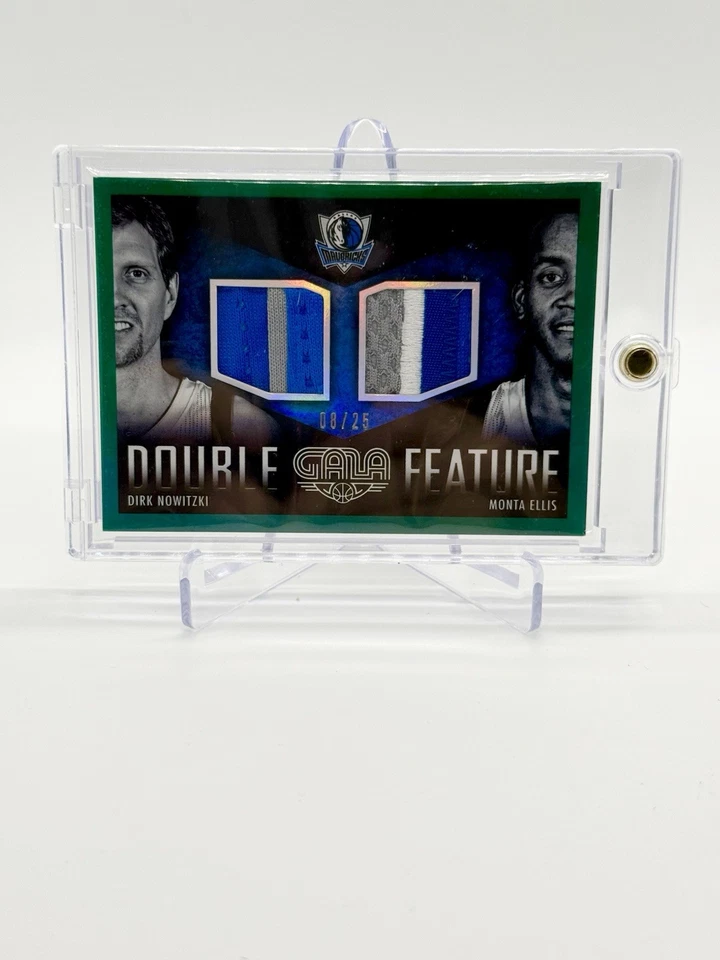 2014-15 PANINI GALA DIRK NOWITZKI MONTA ELLIS DOBLE FUNCIÓN PARCHE DOBLE JADE/25 Foto 1 de 4