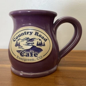 Deneen Pottery Country Road Cafe Evergreen Colorado Purple Mug - Picture 1 of 6