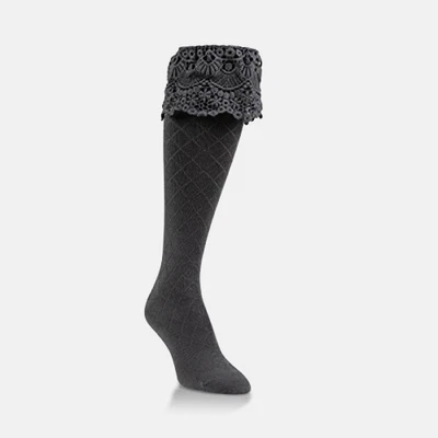 Calcetines más suaves del mundo - fin de semana - atrevidos hasta la rodilla - bota - encaje negro y negro Foto 1 de 3