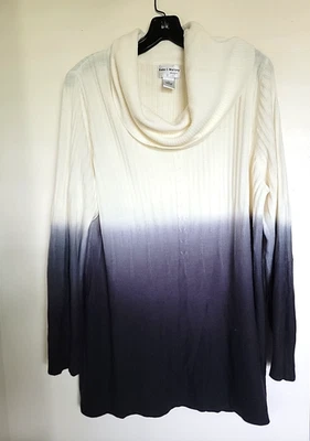 Suéter Kate Mallory gola alta acrílico tamanho 2X feminino preto/branco cor desbotada - Imagem 1 de 3