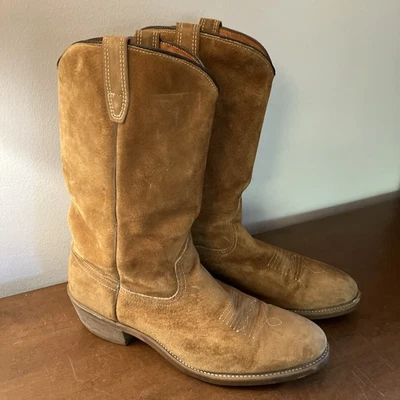 De Colección Wolverine Hombres 1978 Talla 10.5 D Cosecha Trigo Gamuza Botas de Vaquero Suelas Vibram Foto 1 de 4