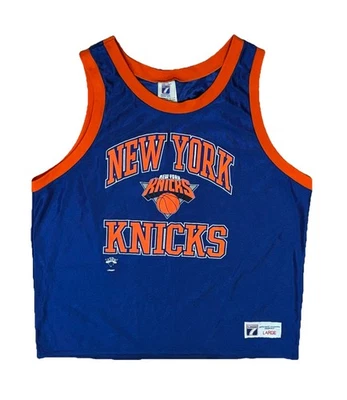 Camiseta deportiva vintage de los 90 con logotipo 7 para hombre de los New York Knicks azul naranja talla grande Foto 1 de 4