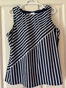 Lands' End Tankini Oberteil 22W DDD blau/weiß gestreift Artikel #115 - Bild 1 von 7