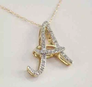 A Letter Pendant 14k Yellow Gold Over Round Cut Lab Created Diamond 1.00 Ct - Picture 1 of 1