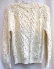 Vtg 70's.Ivory.Cable Knit.Pullover.Sweater.New Old Stock.sz Large