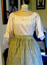 Civil War Dress Blouse~Colonial Lady'S Ivory 100% Cotton Eyelet Trimmed Reg Size