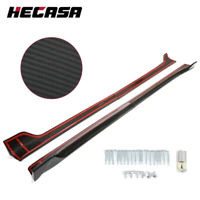 Fits 17-23 Tesla Model 3 Side Skirt Extension Rocker Panel - Carbon Fiber Print Foto 1 de 4