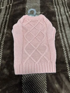 Crewneck Sweater Pet Clothes Sparkle Pink Knit Dog Sweater Size Medium - Picture 1 of 10