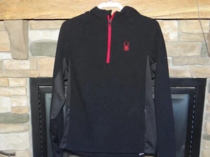 Spyder Logo Men's Black Hoodie Sweatshirt Red Black Widow Spider Size Large - Picture 1 of 3