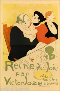 TOULOUSE LAUTREC REINE DE JOIE  LITHOGRAPHY GICLEE PRINT FINE CANVAS - Picture 1 of 1