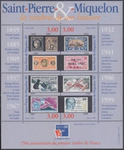 ST PIERRE & MIQUELON Sc# 682a-d S/S STAMPS on STAMPS, 150th ANN 1st FRENCSTAMPS - Picture 1 of 1