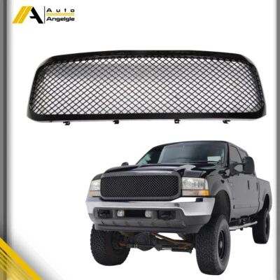 Fit For Ford F250 F350 1999-2004 Front Upper Grille Glossy Honeycomb Mesh Black - Image 1 of 4