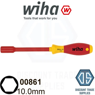 Wiha Socket Driver Wrench Screwdriver VDE Hex Nut Key Driver 10mm 1000v 00861 - Image 1 of 3