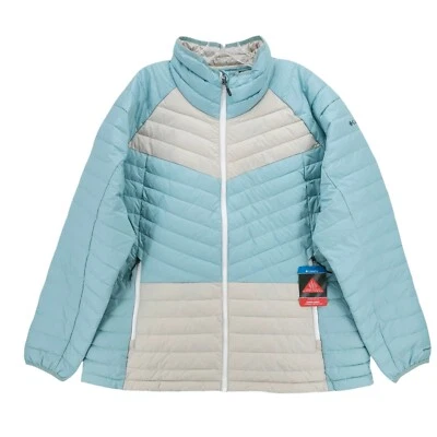 NUEVO CON ETIQUETAS COLUMBIA Powder Lite II Chaqueta Térmica Reflectante Omni Heat Aqua Azul Tostado 1X Foto 1 de 4