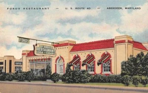 Ford's Restaurant Aberdeen, Maryland US Route 40 Roadside 1951 Vintage Postkarte - Bild 1 von 1