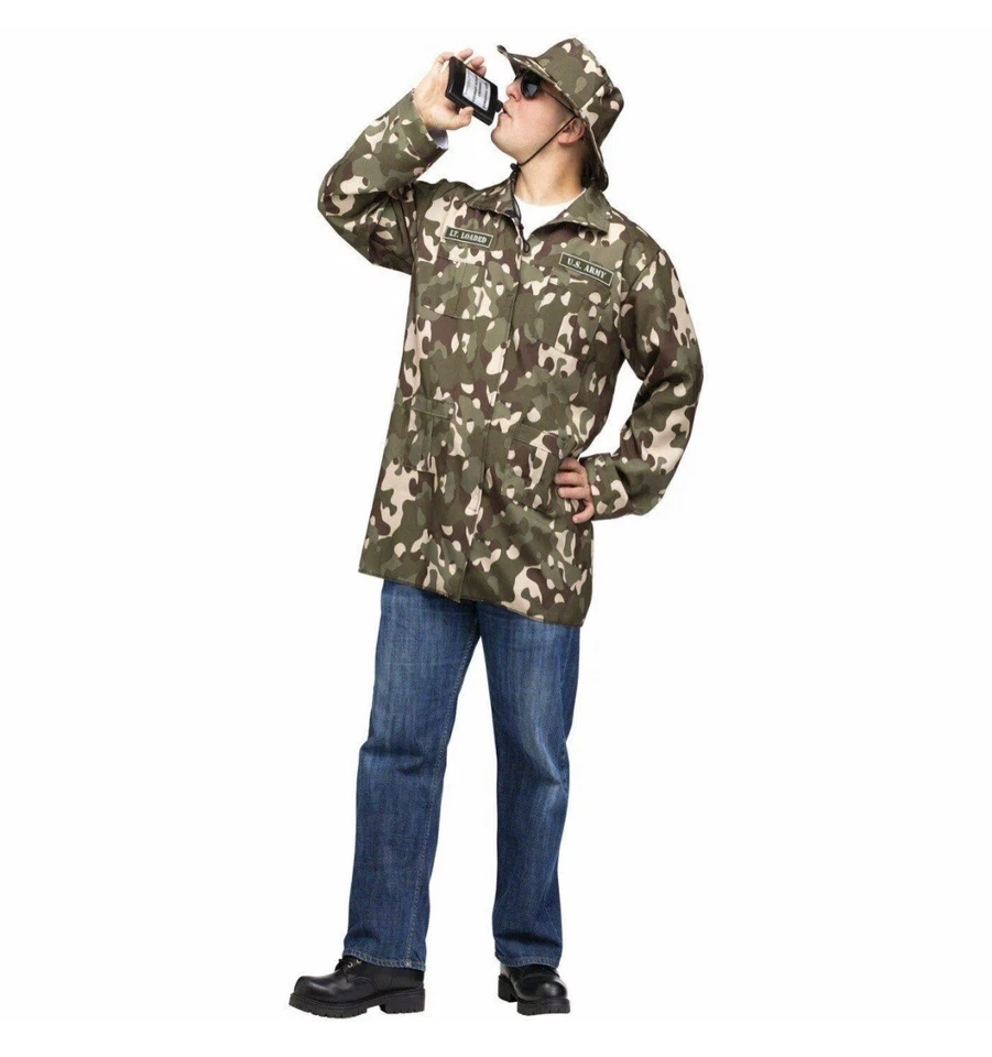 Fun World Happy Hour LT Loaded Army Camouflage Drunk Costume Shirt OSFM