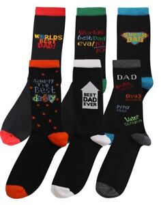 6 Pairs Mens Cotton Rich BEST DAD Socks Size 6-11 Fathers Day Gift Designer